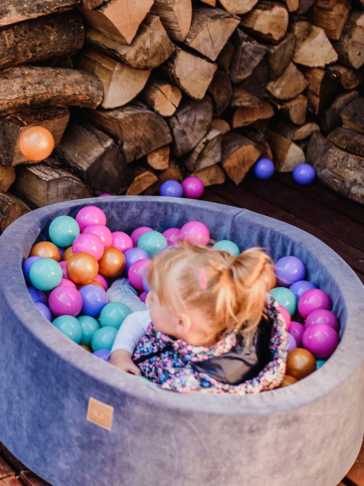 MeowBaby - Flower Velvet - Luxury Round Ball Pit Set with 250 Balls - Kids Ball Pool - 90cm Diameter (UK and Europe Only) - Stylemykid.com