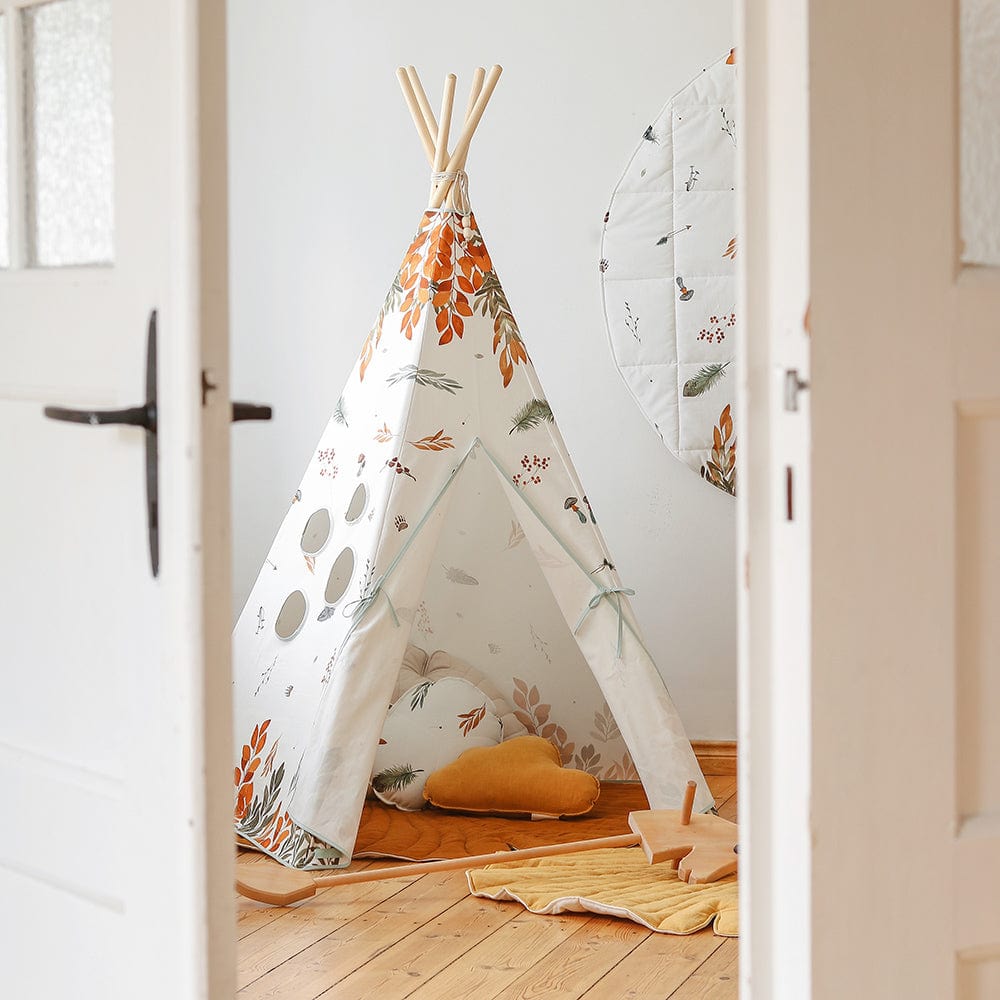 Forest Friends Teepee And Mat Set - White, Brown, Red, Green, Blue - Stylemykid.com