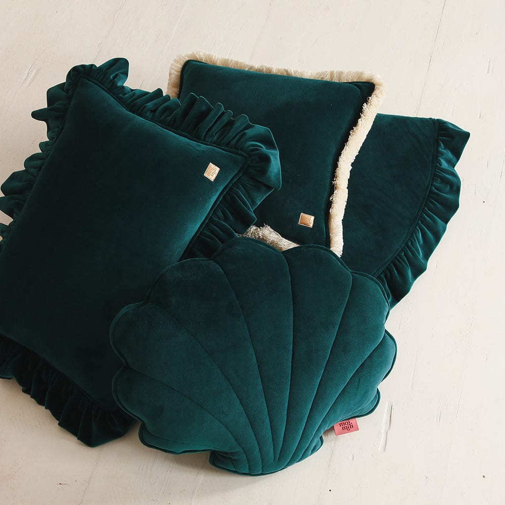 Soft Velvet Mat With Frill Emerald - Dark Green - Stylemykid.com