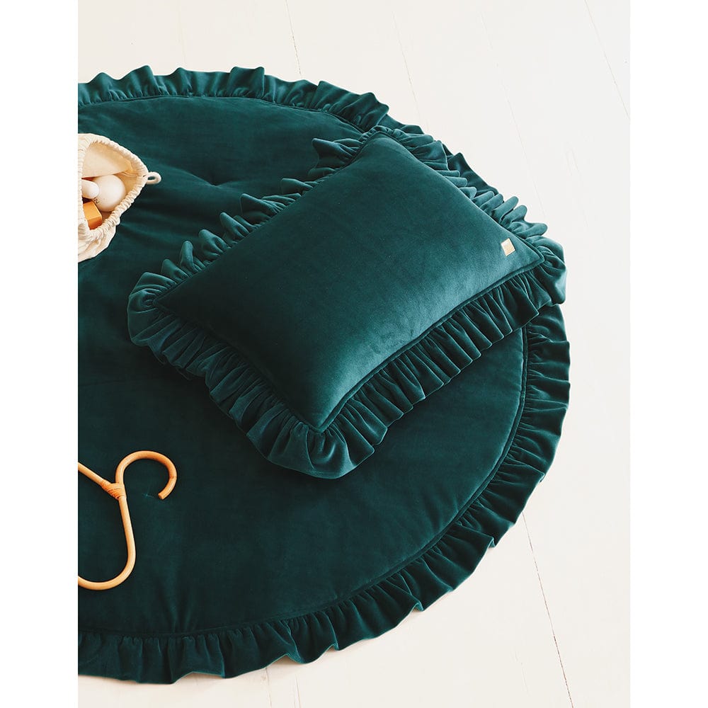 Soft Velvet Mat With Frill Emerald - Dark Green - Stylemykid.com