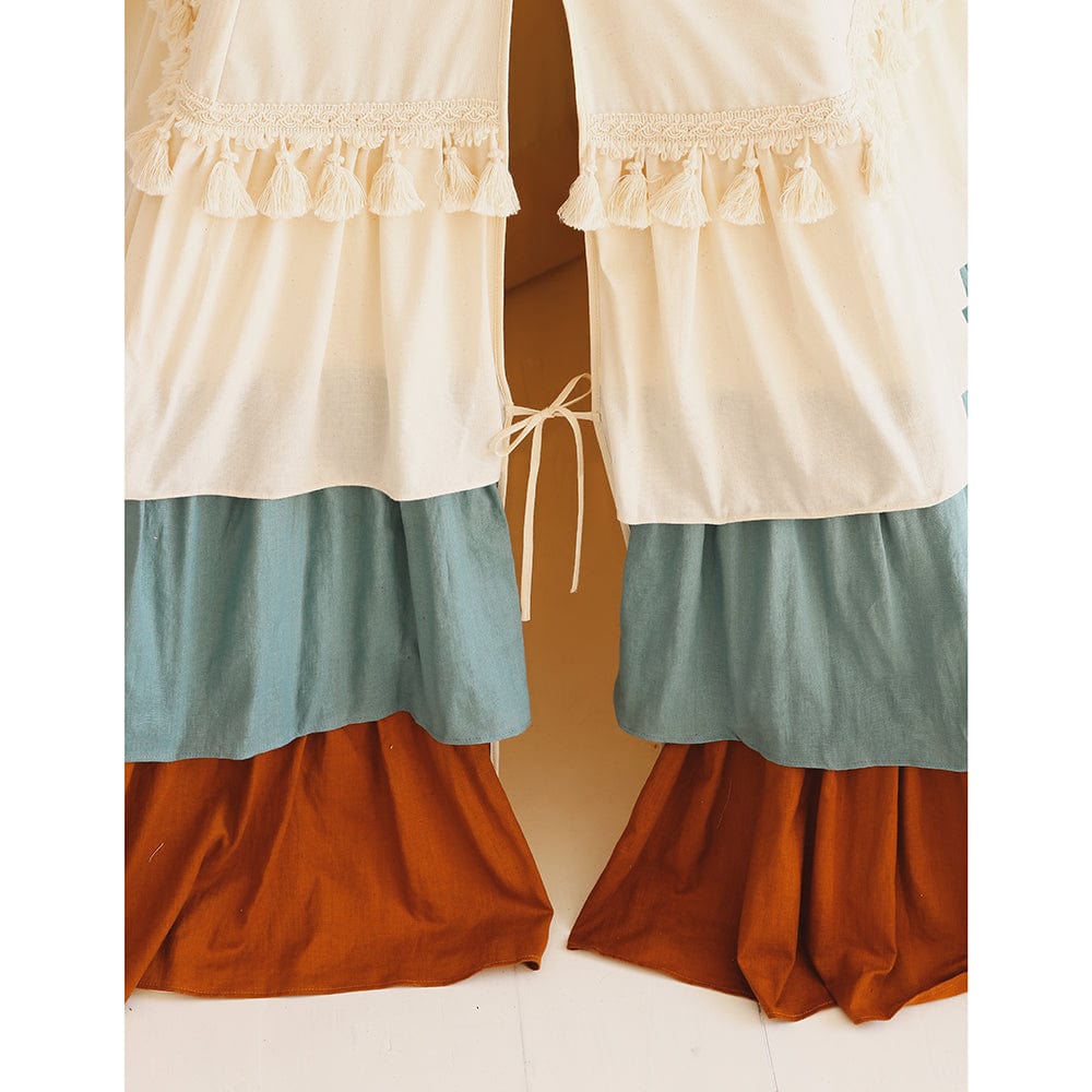 Circus Teepee Tent With Frills - Beige, Blue, Brown - Stylemykid.com