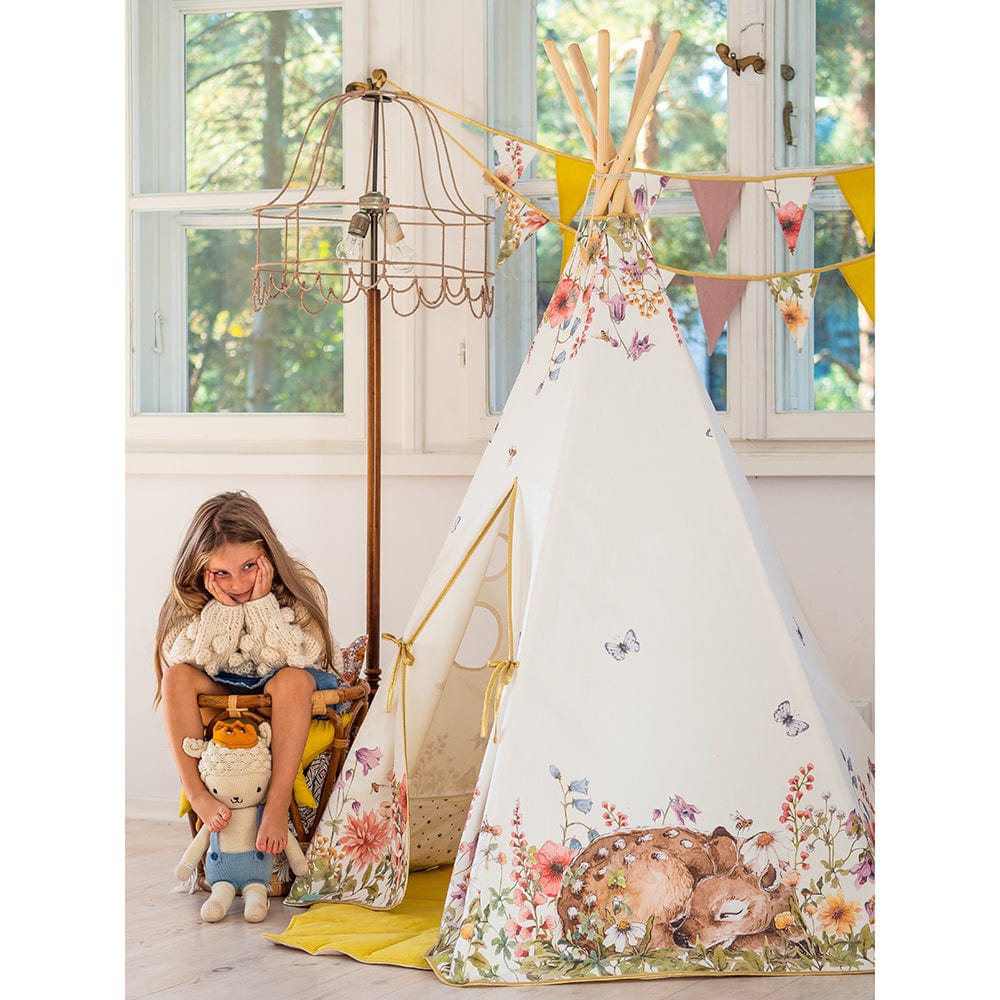 Wildflowers Teepee Tent - White, Brown, Red, Green, Blue - Stylemykid.com