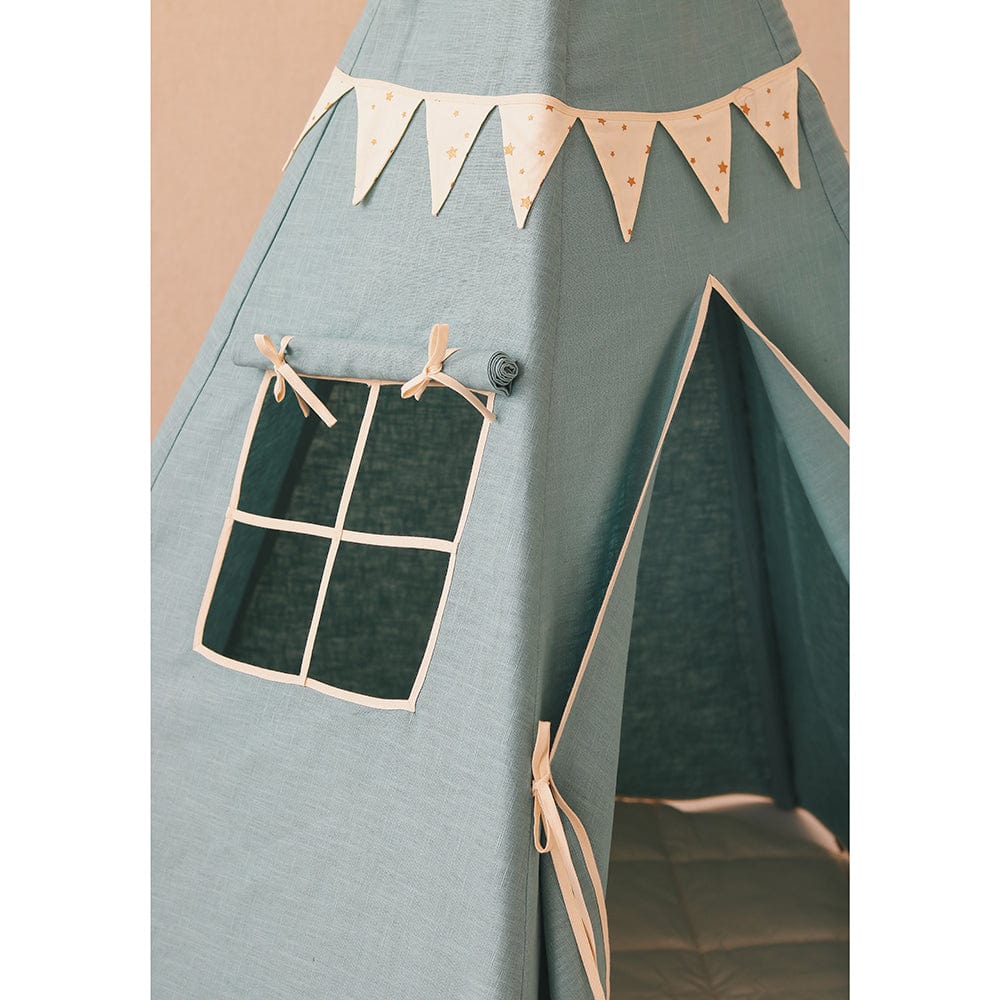 Gold Star Teepee With Garland And Mat Set - Blue, Grey - Stylemykid.com