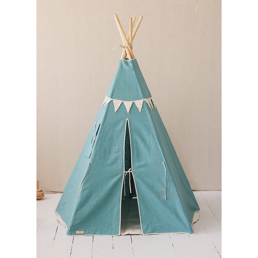 Gold Star Teepee With Garland And Mat Set - Blue, Grey - Stylemykid.com