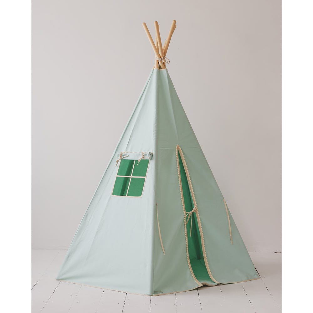 Mint Fog Teepee Tent With Pompoms - Light Green - Stylemykid.com