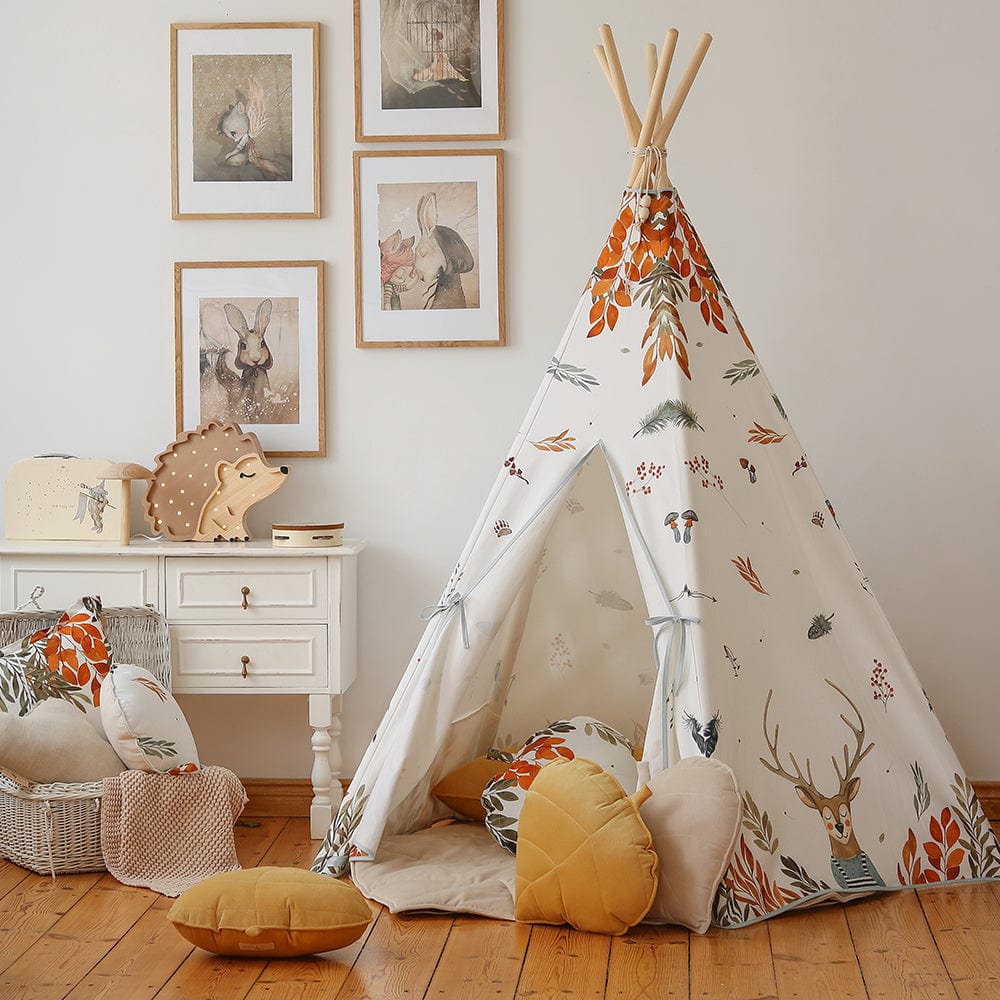 Forest Friends Teepee And Mat Set - White, Brown, Red, Green, Blue - Stylemykid.com