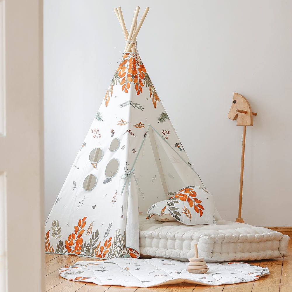 Forest Friends Teepee And Mat Set - White, Brown, Red, Green, Blue - Stylemykid.com