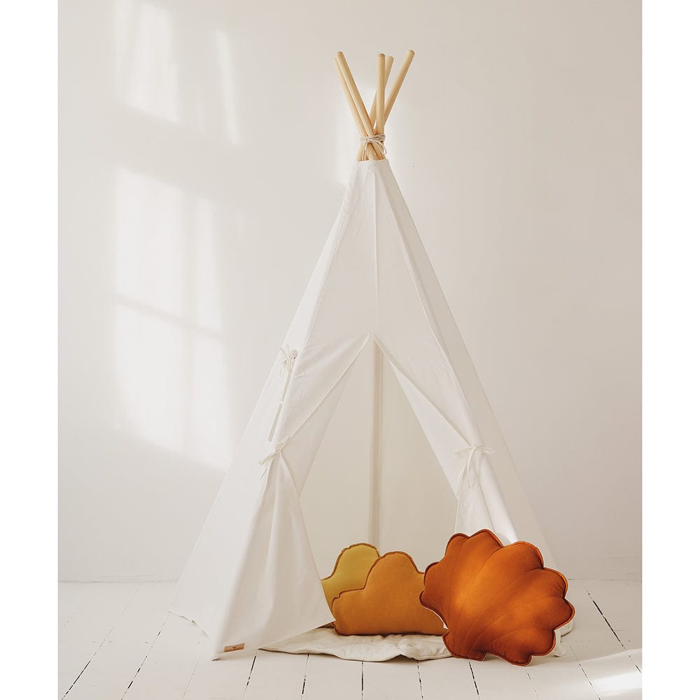 Snow White Teepee And Leaf Mat Set - White - Stylemykid.com