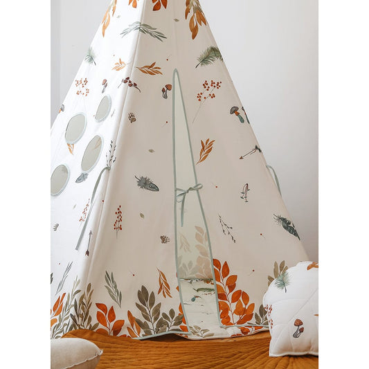 Forest Friends Teepee Tent - Beige, Red, Green, Orange - Stylemykid.com