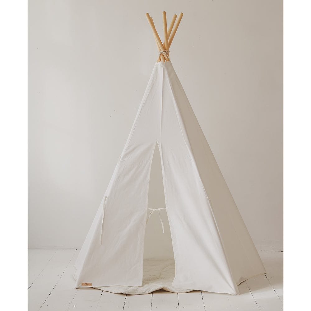 Snow White Teepee And Leaf Mat Set - White - Stylemykid.com