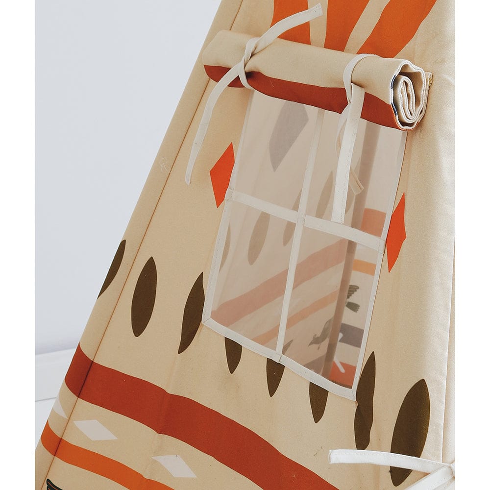 Native Vibe Teepee Tent - Beige, Brown, Orange, Blue - Stylemykid.com