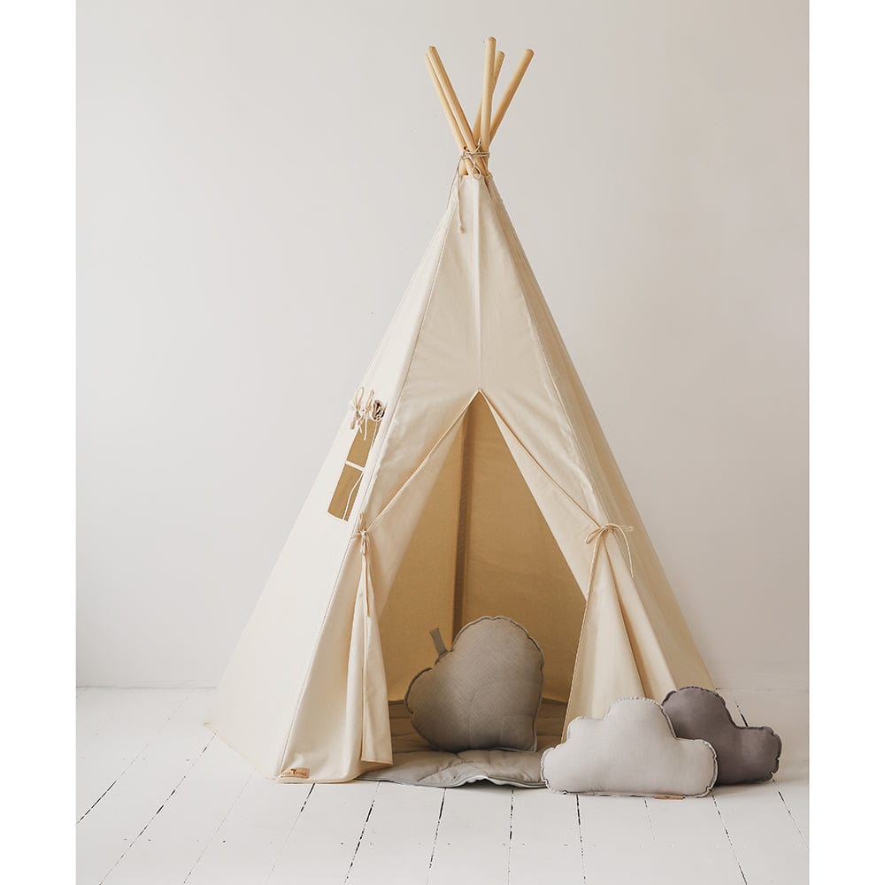 Beige Teepee And Mat Set - Beige, Grey - Stylemykid.com