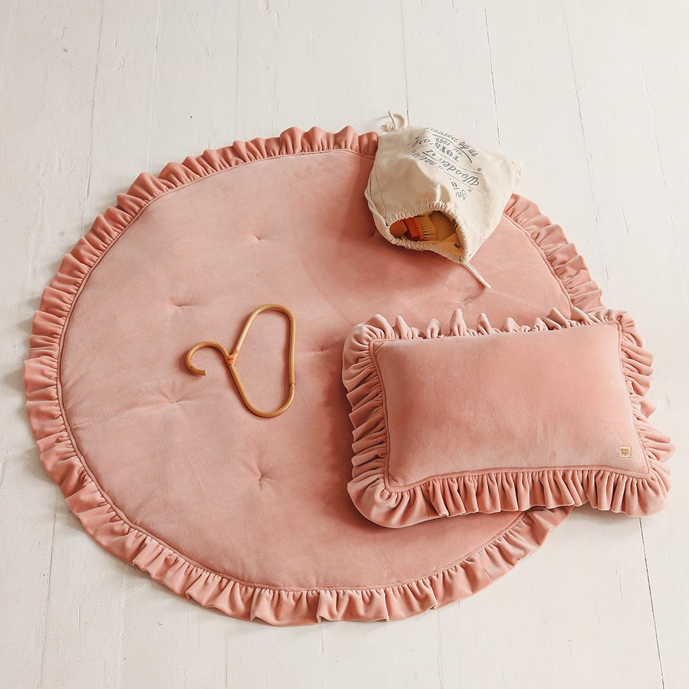 Soft Velvet Mat With Frill Apricot - Light PeachÊ - Stylemykid.com