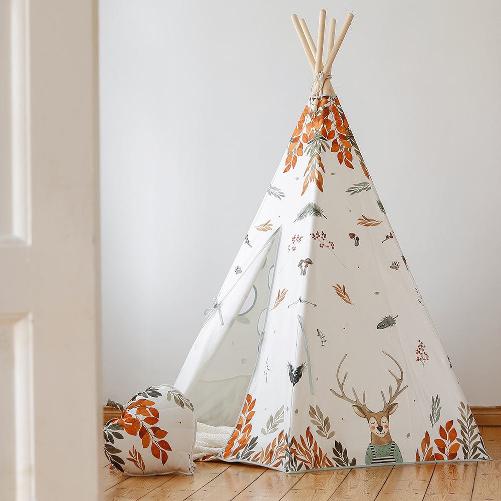 Forest Friends Teepee And Mat Set - White, Brown, Red, Green, Blue - Stylemykid.com