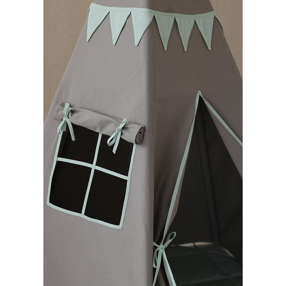 Mint Love Teepee With Garland And Mat Set - Grey, Light Green - Stylemykid.com