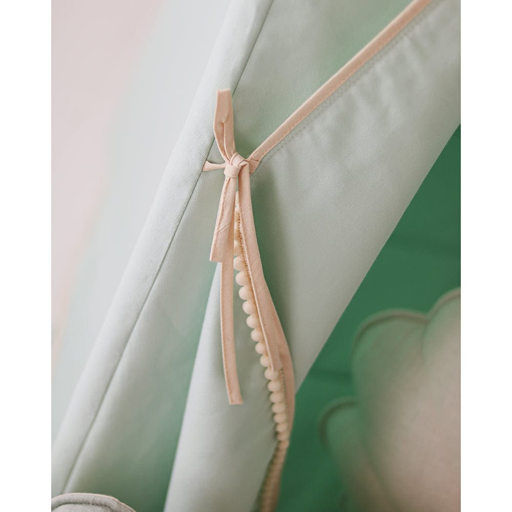 Mint Fog Teepee With Pompoms And Mat Set - Light Green - Stylemykid.com