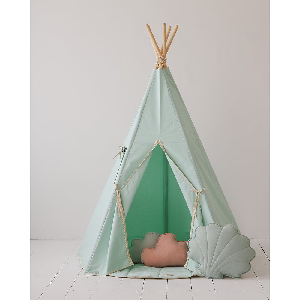 Mint Fog Teepee Tent With Pompoms - Light Green - Stylemykid.com