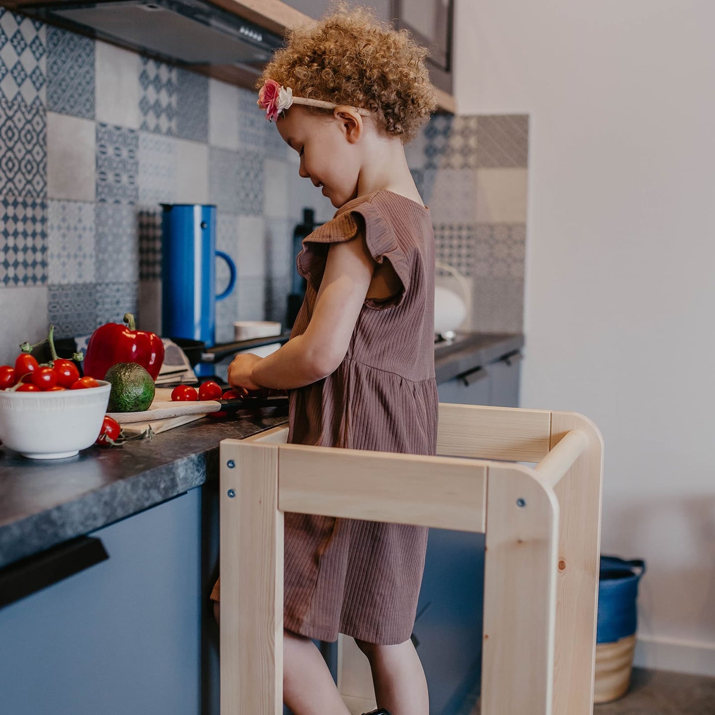 MeowBaby Wooden Kitchen Helper - Learning Tower For Kids