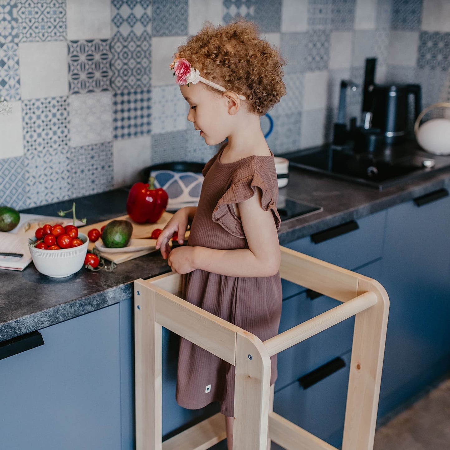 MeowBaby Wooden Kitchen Helper - Learning Tower For Kids