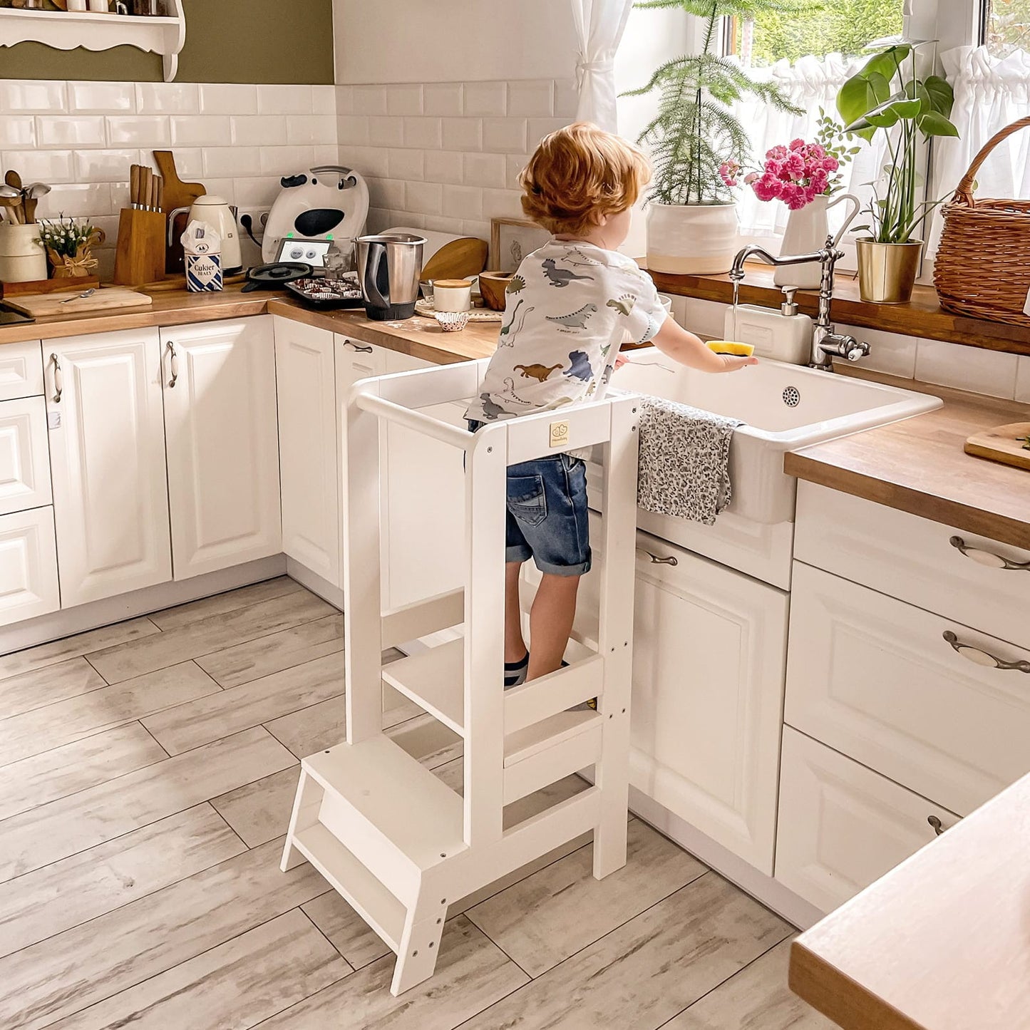 MeowBaby Wooden Kitchen Helper - Learning Tower For Kids