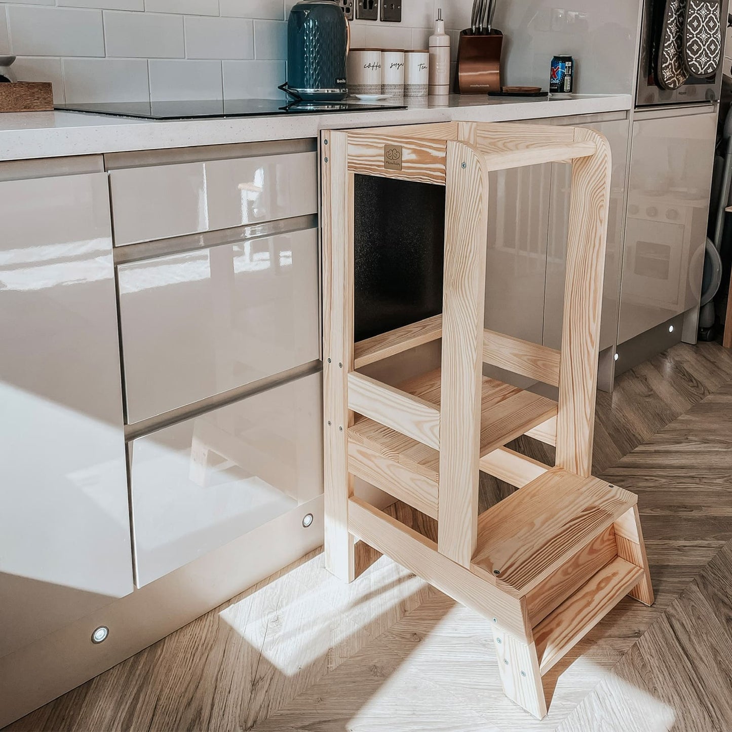 MeowBaby Wooden Kitchen Helper - Learning Tower With Board For Kids