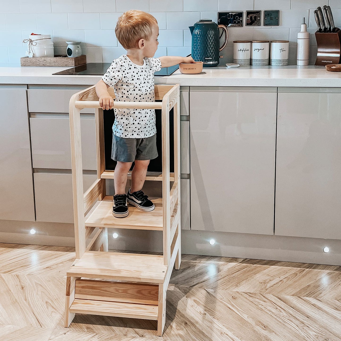 MeowBaby Wooden Kitchen Helper - Learning Tower With Board For Kids