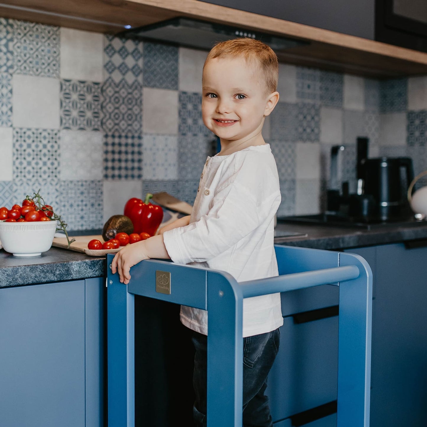 MeowBaby Wooden Kitchen Helper - Learning Tower With Board For Kids