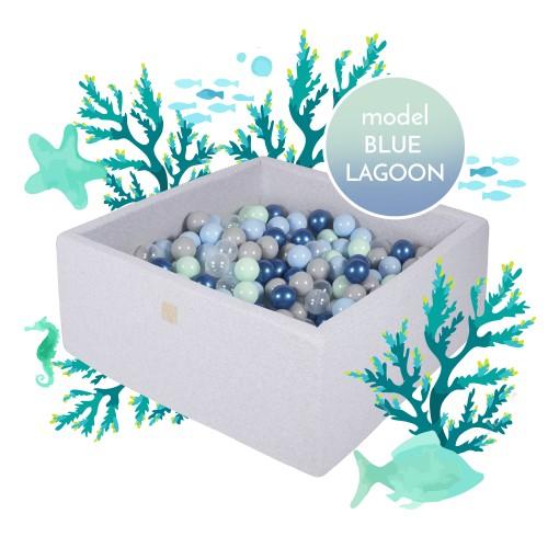 MeowBaby - Blue Lagoon - Luxury Square Kids Ball Pit - Complete set with 300 balls - 90cm Diameter (UK and Europe Only) - Stylemykid.com