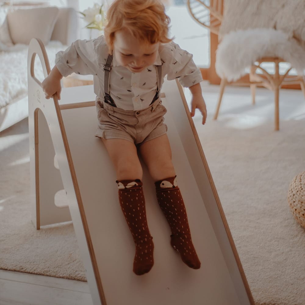 Wooden Indoor Slide for Kids By MeowBaby White