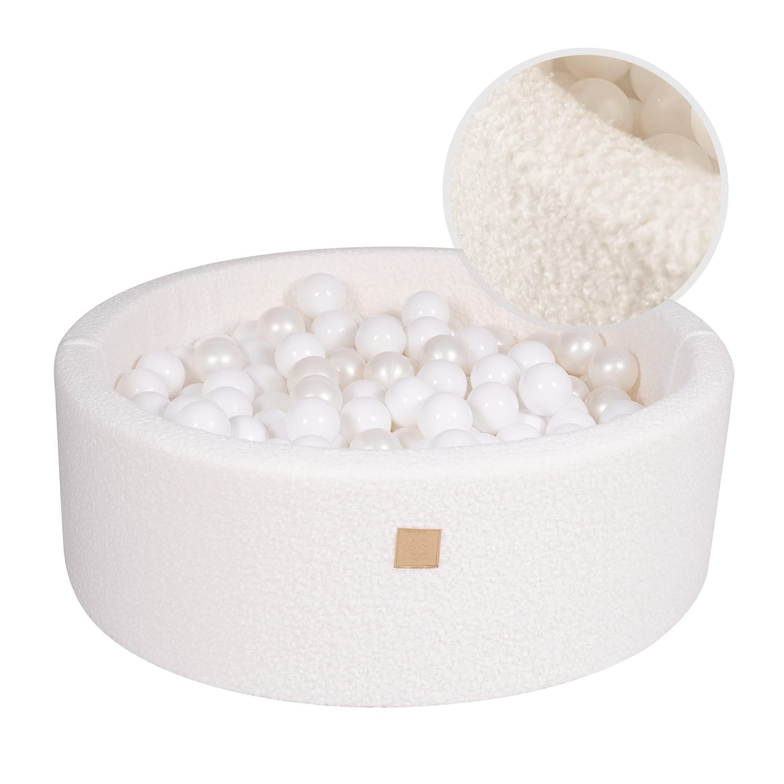 Luxury Boucle Round Ball Pit - White For Kids By MeowBaby - Stylemykid.com