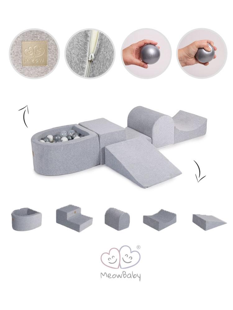 MeowBaby Luxury Pink Foam Soft Play 5 Block Set inc Mini Ball Pit with 100 Balls (UK and Europe Only) - Stylemykid.com