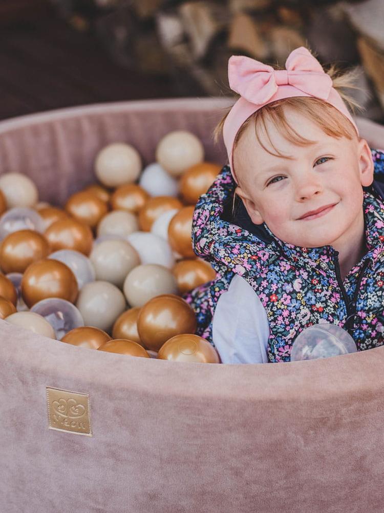 MeowBaby - Teddy Bear Velvet - Luxury Round Ball Pit Set with 250 Balls - Kids Ball Pool - 90cm Diameter (UK and Europe Only) - Stylemykid.com