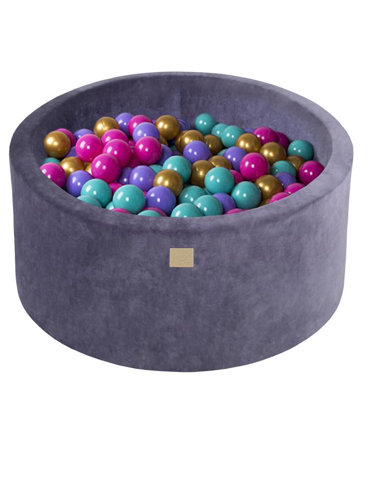 MeowBaby - Flower Velvet - Luxury Round Ball Pit Set with 250 Balls - Kids Ball Pool - 90cm Diameter (UK and Europe Only) - Stylemykid.com